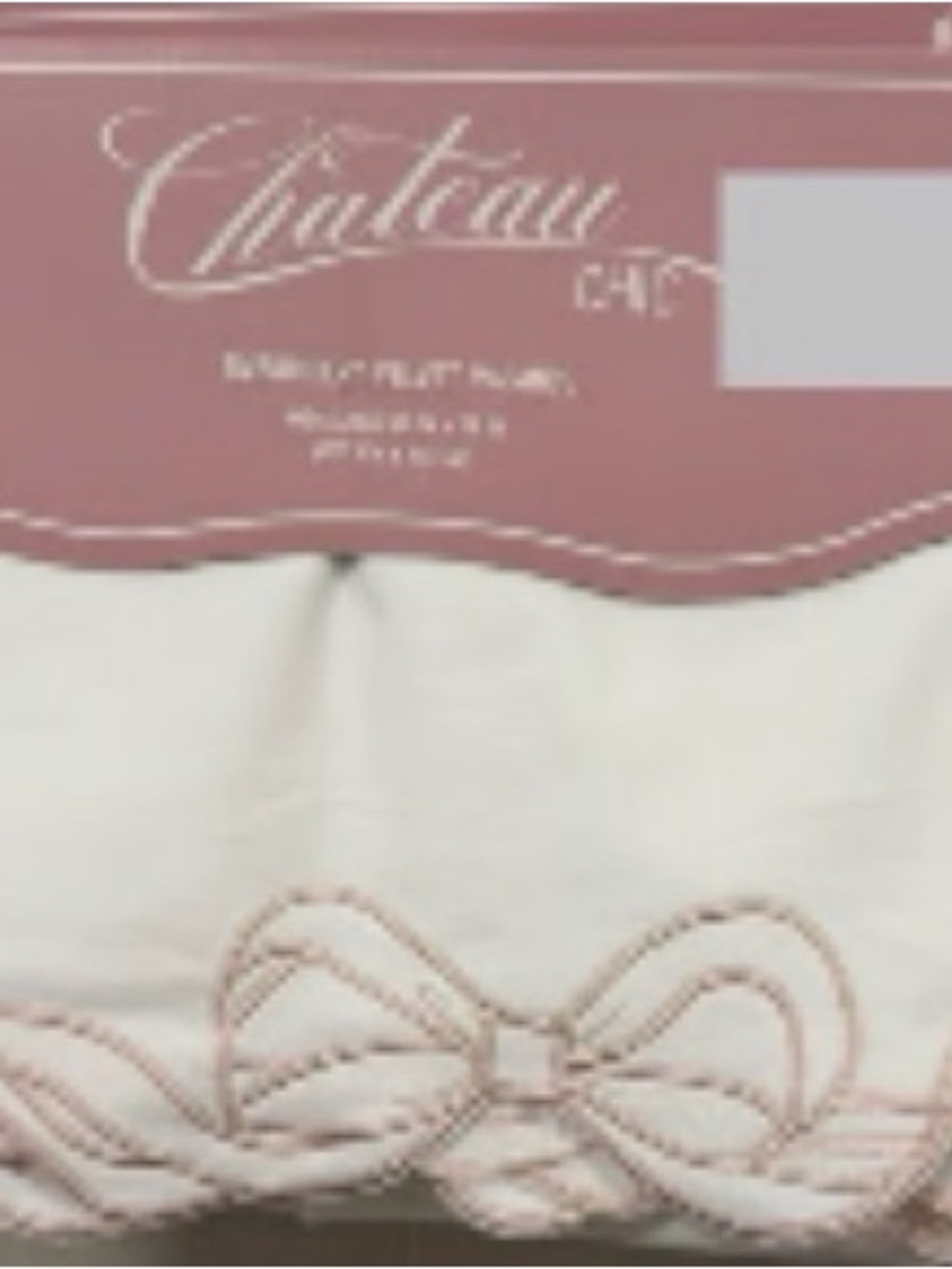 Chateau Velvet Cream Valance with Pink Ribbon Trim